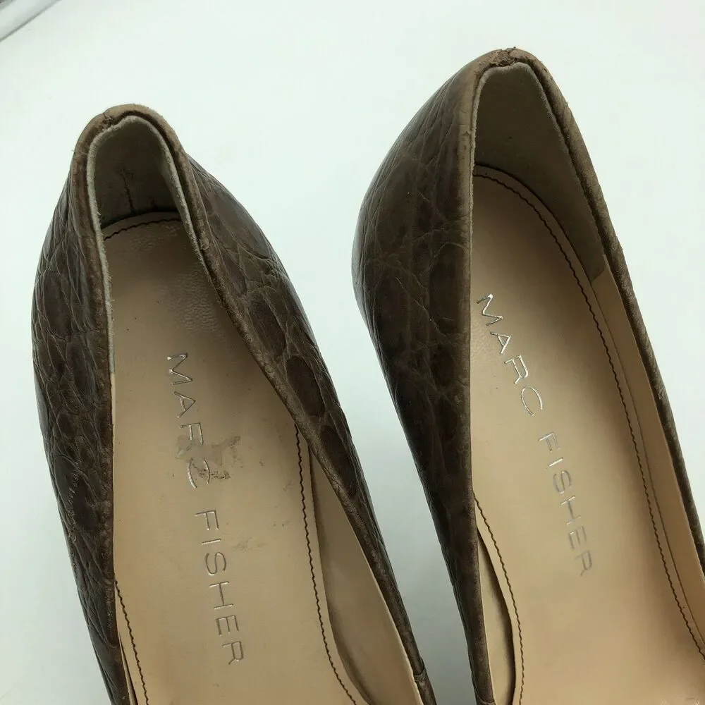Marc Fisher Claire Heels Crocodile Print, Size 8.5